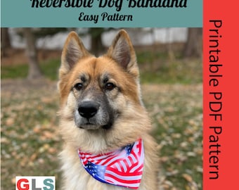 Easy Reversible Dog Bandana Printable PDF Pattern XS-XL | Instant Download Pet Bandana Sewing Instructions