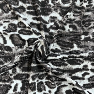 Black & White Leopard Cheetah Print Nylon/Spandex Fabric by-the-yard | Animal Material