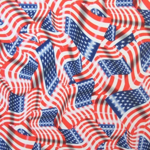 USA American Flag Print Polyester/Spandex Fabric by-the-yard