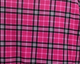 Pink Plaid Print Nylon/Spandex Fabric by-the-yard