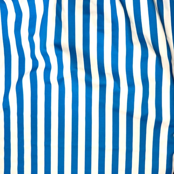Blue and White Stripe Spandex Fabric | Swimwear Apparel Material by-the-yard