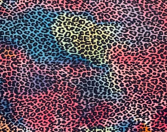 Rainbow Cheetah Print Nylon /Spandex Stof by-the-yard