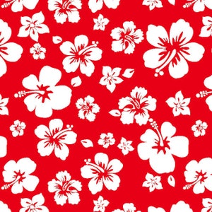 Red Hibiscus Flower Hawaiian Print Floor Mat