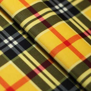 Yellow Plaid Print Nylon/Spandex Fabric by-the-yard