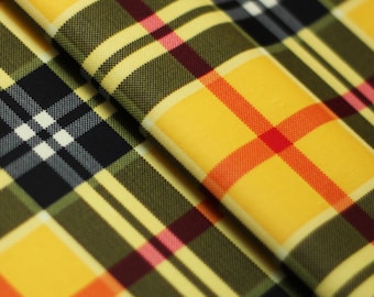 Yellow Plaid Print Nylon/Spandex Fabric by-the-yard