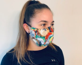 Unisex Adult Face Mask - Water Resistant Crushed Cans Print - USA-Made, Washable Reusable Mask