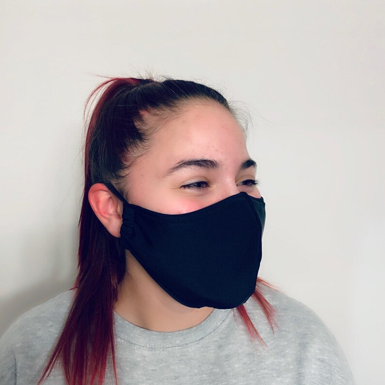 Adult Reusable Face Mask Black Spandex Usamade Washable Etsy