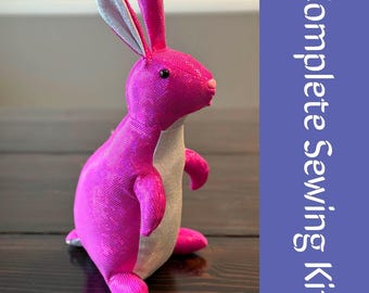 DIY roze glitter konijn pluche naaipakket - 14" tussenpatroon konijn