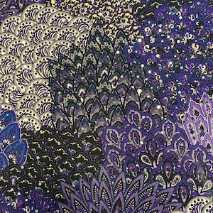 Peacock Print Sequin Nylon/Spandex Jersey Fabric by-the-yard | lightweight Stretch Material for Apparel