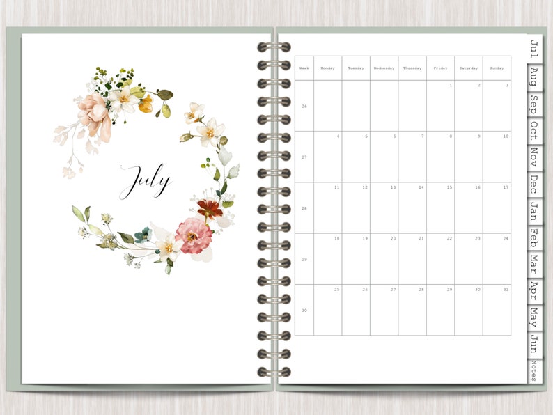 June 2022 June 2023 Dated Digital Planner Calendar Etsy