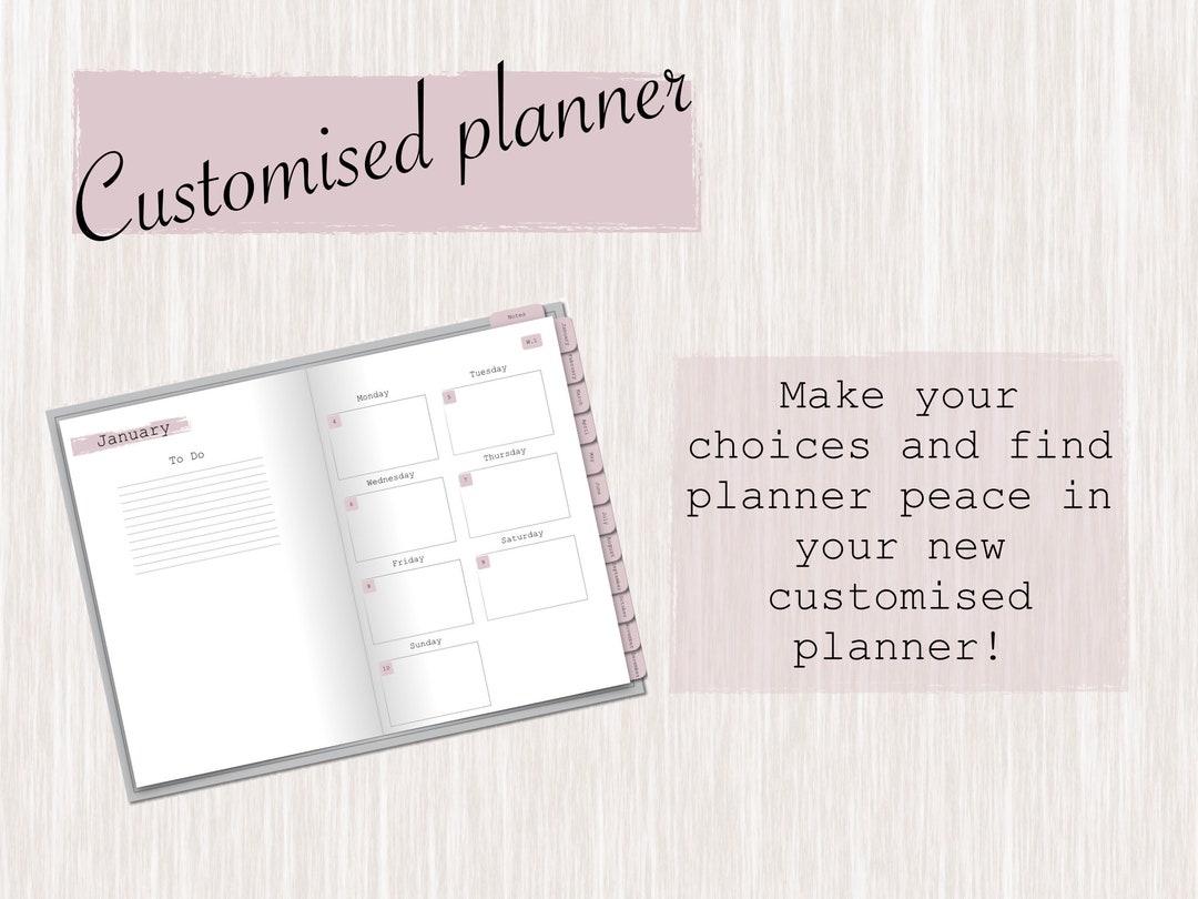 Custom Planner DIY Digital Planner Personalised Monthly Etsy