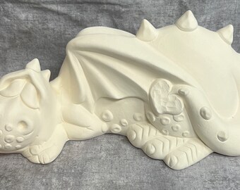 Laying Dragon Ceramic Bisque