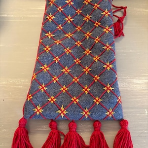 Embroidered Medieval Drawstring Purse