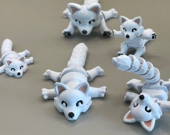Snow Fox Fidget Toy - Desk Decor Arctic Fox family with Baby - Multiple sizes to make a full family  - McGybeer authorized seller