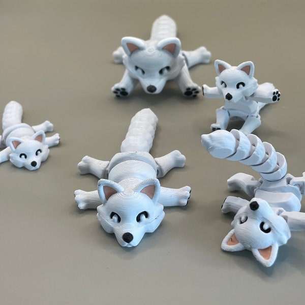 Snow Fox Fidget Toy - Desk Decor Arctic Fox family with Baby - Multiple sizes to make a full family  - McGybeer authorized seller