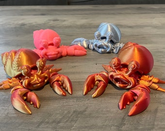 Cartoon style Hermit Crab Pair - Flexible and posable - Come as a Couple - Choose the color for each!