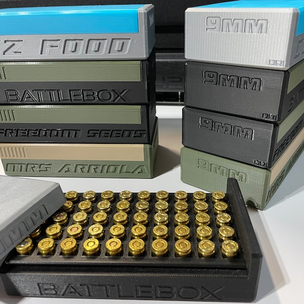 9mm Ammo Box ammunition storage - Perfect for range day - Holds 50 rounds of 9MM Luger Ammunition - Great if you reload or buy in bulk cases