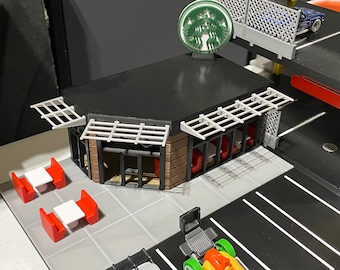 Coffee Shop Diorama for 1/64th scale Die Cast Car Accessory - Perfect for your Hot Diecast car with Wheels
