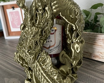 Dragons Clutch Wine Bottle Holder - Wrap Around Flying Dragon Statue Model Alcohol Holder for Home Bar Decor