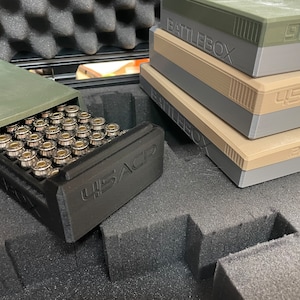 弾薬箱 357 マグナム & 38 スペシャル - 射撃場の日に最適 - .357 または 38spc 弾薬 50 発を収納可能 - リロードやまとめ買いに最適