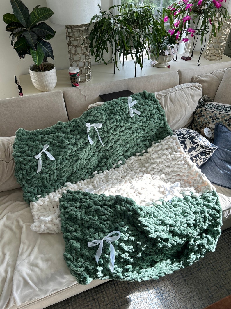 Hand Knit Blanket Etsy