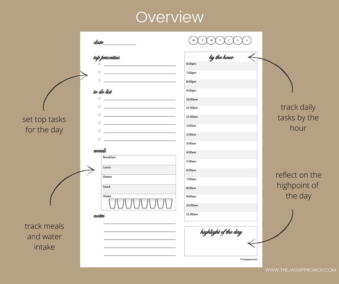 Night Shift Daily Planner Printable | Standard US Letter Size and ...