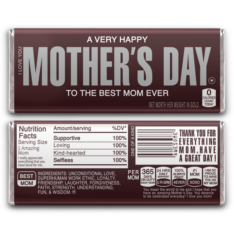 Mother's Day Candy Bar Wrapper – Mother's Day Gift – Printable Instant Download – DIY Mother's Day Gift –Mother's Day Gift Tag 