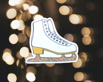 Sparkly Glitter Ice Skates Vinyl Sticker