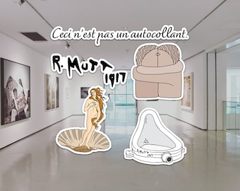 Art History Vinyl Sticker Pack | Duchamp, Botticelli, Magritte, Brancusi