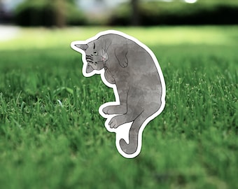 Adesivo de vinil de gato malhado cinza