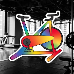 Rainbow Spin Bike Vinyl Sticker