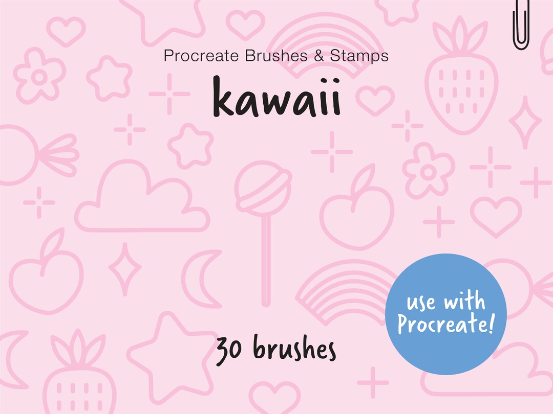 Kawaii Brush Set Procreate 30 Brush Pack Etsy