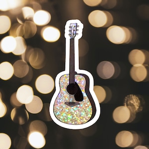 Sparkly Glitter Acoustic Guitar Vinyl Sticker