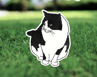 Black and White Cat Vinyl Sticker