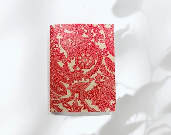 Diario/cuaderno de bocetos Paisley rojo encuadernado a mano
