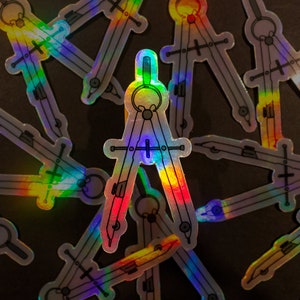 Holographic Compass Vinyl Sticker