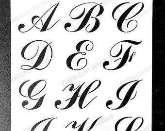 CALLIGRAFIA Stencil Lettere Maiuscole e Minuscole Alfabeto Matrimoni Modello Artigianato Elegante Shabby Chic Cartelli con Vernice Aerografo