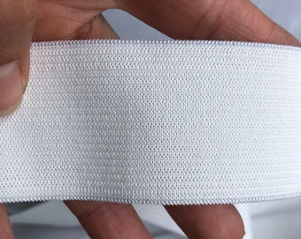 1 1/2" Soft Knit Elastic White Band Knit Tape Sold By Yard