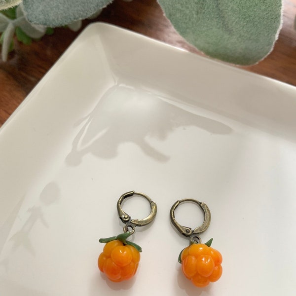 Cloudberry earrings Berry earrings Minimalistic earrings Gift under 15