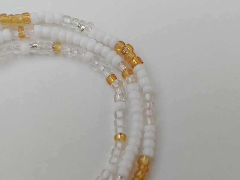 White beaded jewelry stretch cord bracelets teen jewelry and Gold seed bead bracelets set of 3 patterned stretchy bracelets Clear
