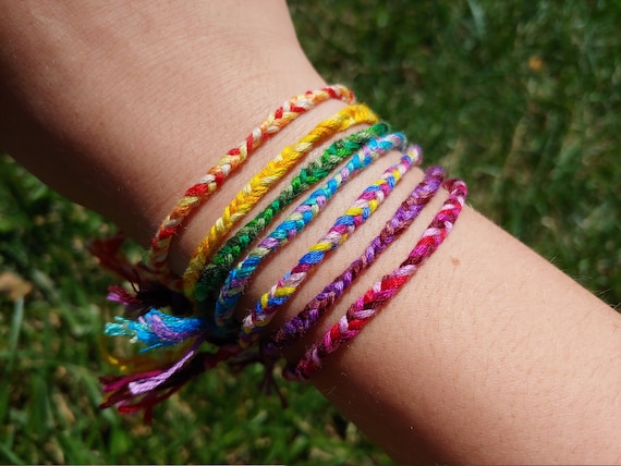 Thin Fishtail Braid Friendship Bracelet, Thread Bracelets, Woven