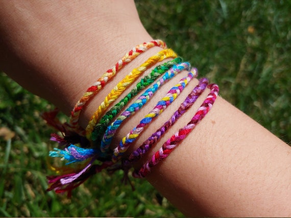 Thin Fishtail Braid Friendship Bracelet, Thread Bracelets, Woven