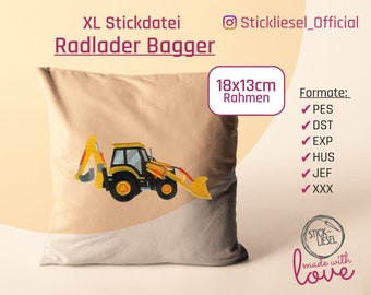 Wheel Loader Excavator Embroidery File I Construction Sites Embroidery Embroidery Pattern by Stickliesel