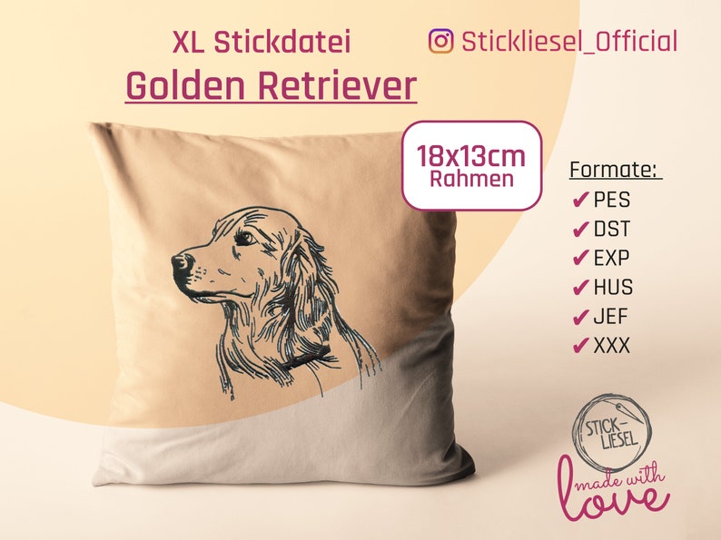 Golden retriever embroidery file dogs embroidery pattern by  etsy