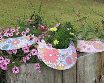 Ladies reversible retro floral boho sun visor with adjustable strap|minimal peak hat|comfortable shade accessory|packs flat|handmade in Aust