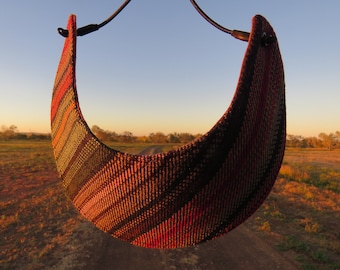 Earthy striped adjustable unisex sun visor|Comfortable toggle strap|Wide brim festival sun peak|Packs flat|Unique gift|Handmade in Australia