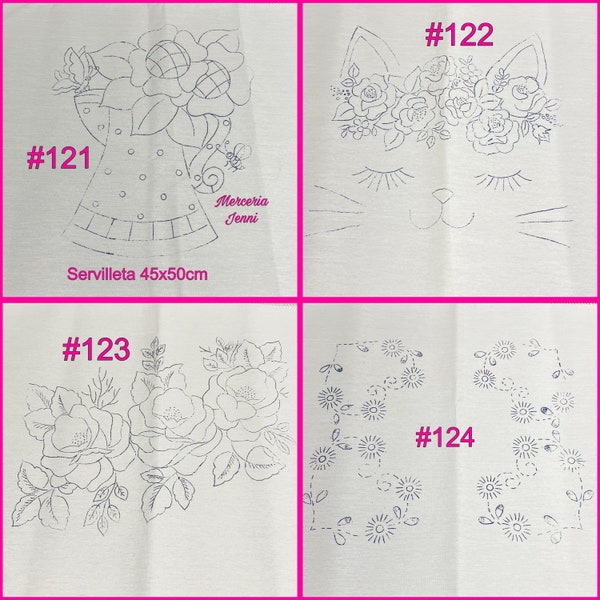 Servilleta 45cm x 50cm | Tea Towel | Table Linen | Stamped Embroidery Fabric | servilleta para bordar | bordado fantasia |  121-160