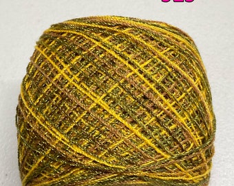 Crystal Yarn 100g | Variegated Green Brown Yellow | Hilo Crystal | Mexican Yarn | Pantera Rosa | Matizado pina | Crochet Thread | 925