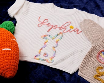 Hand Embroidered Name Baby Sweatshirt | Custom Name Baby Sweatshirt | Baby boy sweatshirt