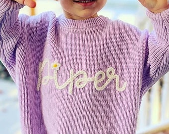 Hand Embroidered Name Baby Sweatshirt | Custom Name Baby Sweatshirt | Baby boy sweatshirt